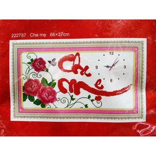 Tranh thêu chữ thập đồng hồ cha mẹ 222787