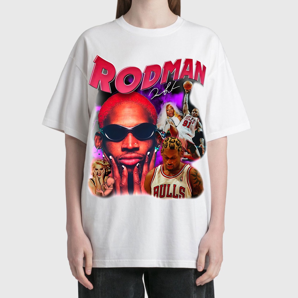 Blackwork | Áo Thun Vintage RODMAN Tay Lỡ Unisex - Đen/Trắng Cổ Tròn