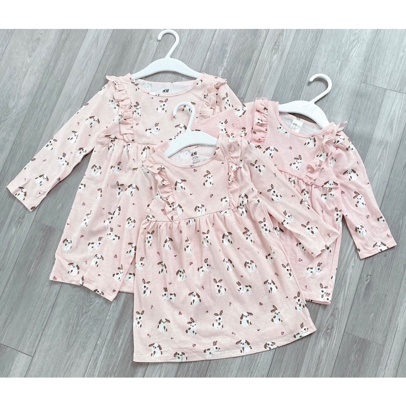 Váy cotton cánh tiên dài tay Hm bé gái