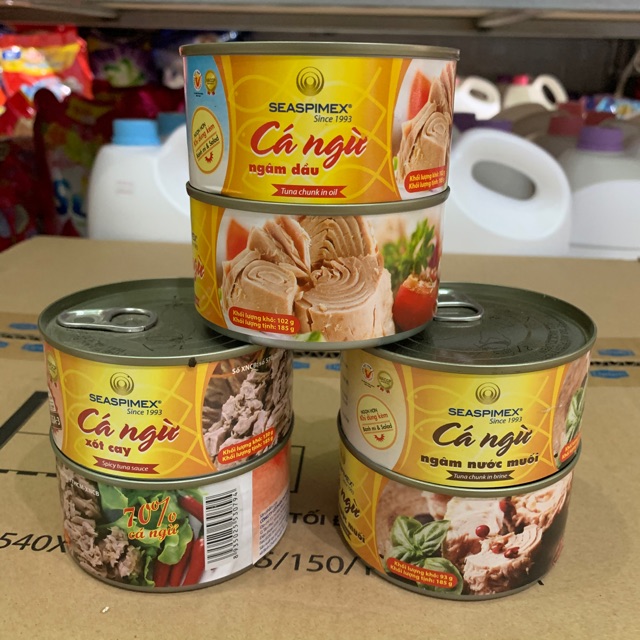 Cá ngừ ngâm dầu/ xốt cay/ ngâm nước muối , lon 185g