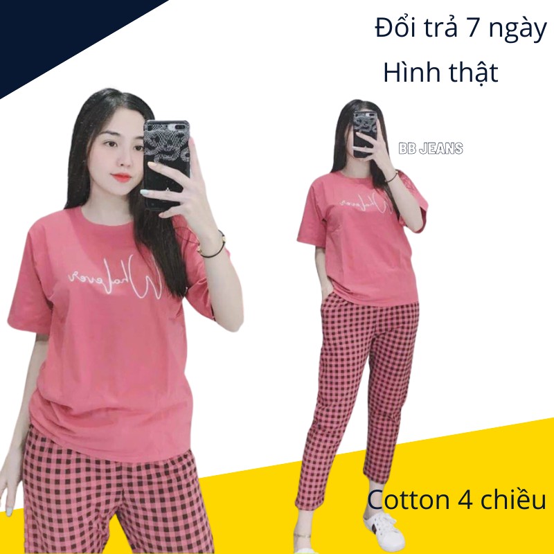 [Ảnh thật] Đồ bộ nữ  cotton co dãn 4 chiều đẹp hơn hình đi chơi và mặc nhà Chiwawa shop 02