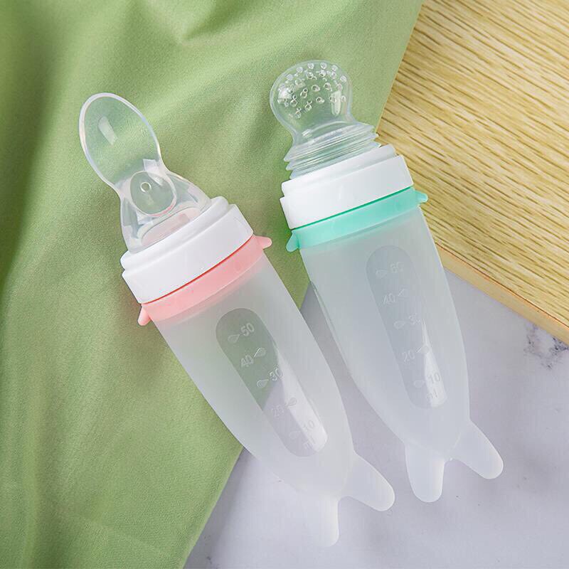 BÌNH THÌA ĂN DẶM ⚡️FREESHIP⚡️ Bình Thìa Ăn Dặm Kết Hợp Túi Nhai Silicone An Toàn Cho Bé