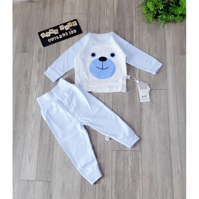 Bộ cài lệch cạp cao cotton dày vừa QC bé trai/bé gái