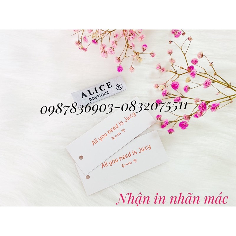 tem nhãn mác quần áo, mác dệt, mác cao su, mác in lụa, mác in cotton , name card, thẻ tag, dây treo thương hiệu, túi hộp