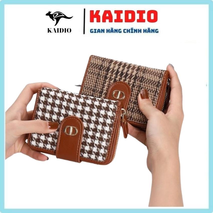 Ví da mini cầm tay đựng tiền/ thẻ cao cấp phối dây kéo KV43 Kaidio