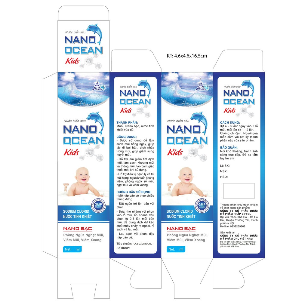Nước muối biển sâu, làm sạch- thông mũi trẻ em Nano Ocean Kids Fobe - Chai 70ml