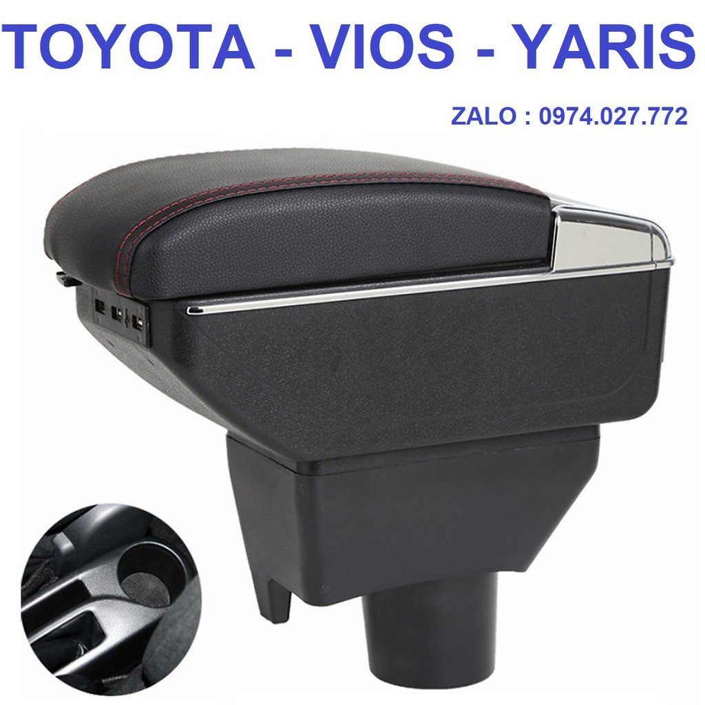 [ CẮM LỖ CỐC - KHÔNG KHOAN ĐỤC ] Hộp tỳ tay ô tô TOYOTA YARIS / VIOS - 7 CỔNG USB - BẢO HÀNH 12 THÁNG