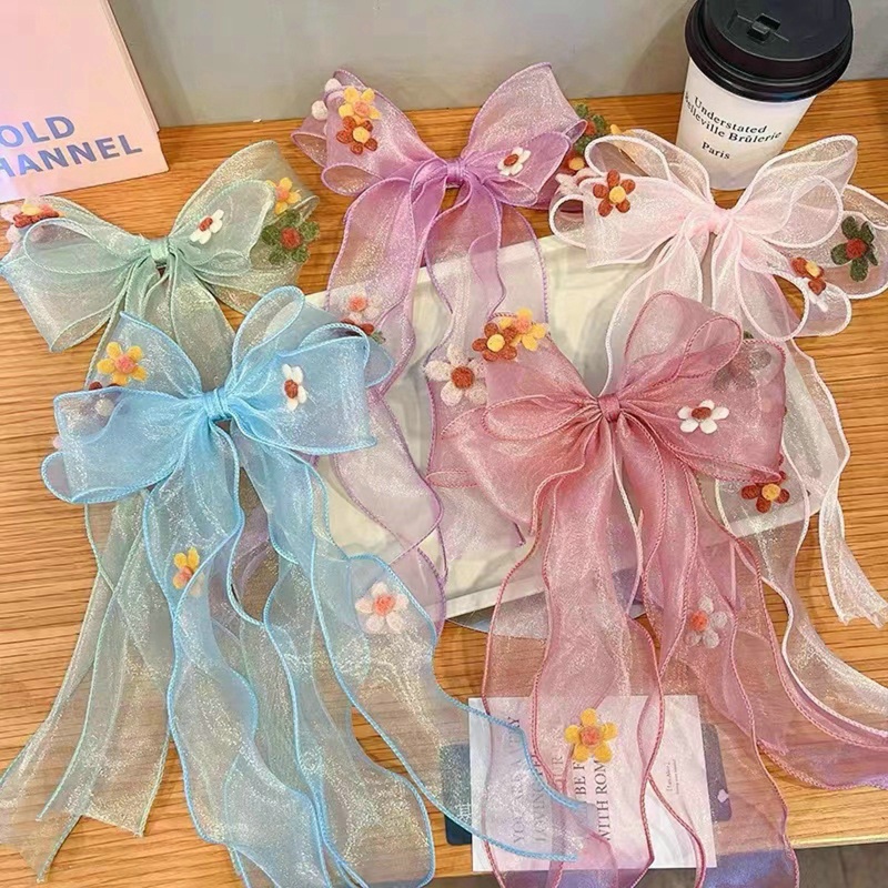 Kẹp Tóc Nơ Đính Ngọc Trai Đáng Yêu Cho Bé Gái