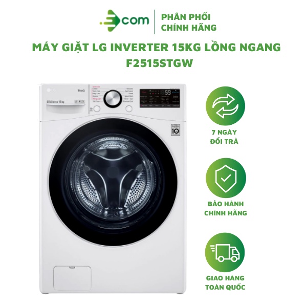 Máy giặt LG Inverter 15KG F2515STGW lồng ngang - Freeship