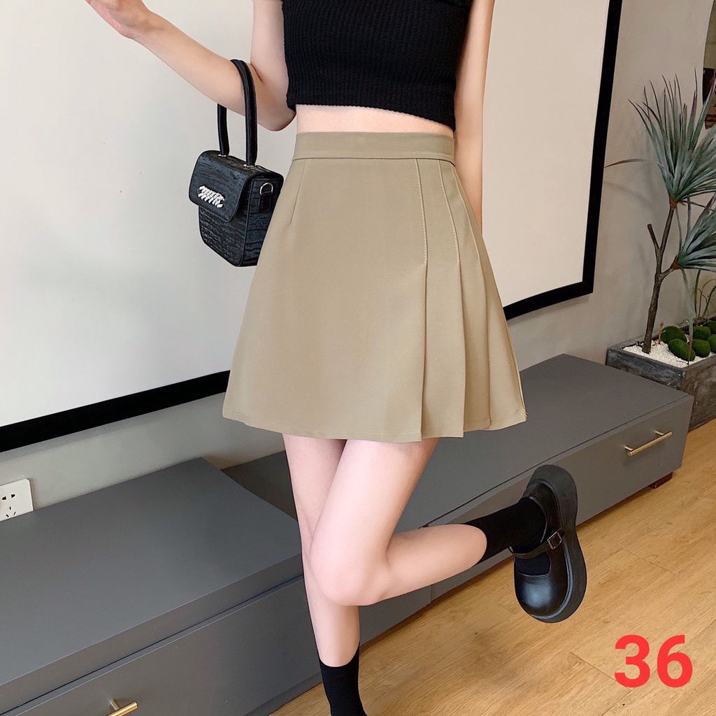 Chân váy nữ kaki mềm 3 màu chất dày mịn xếp ly đơn giản đi học đi chơi