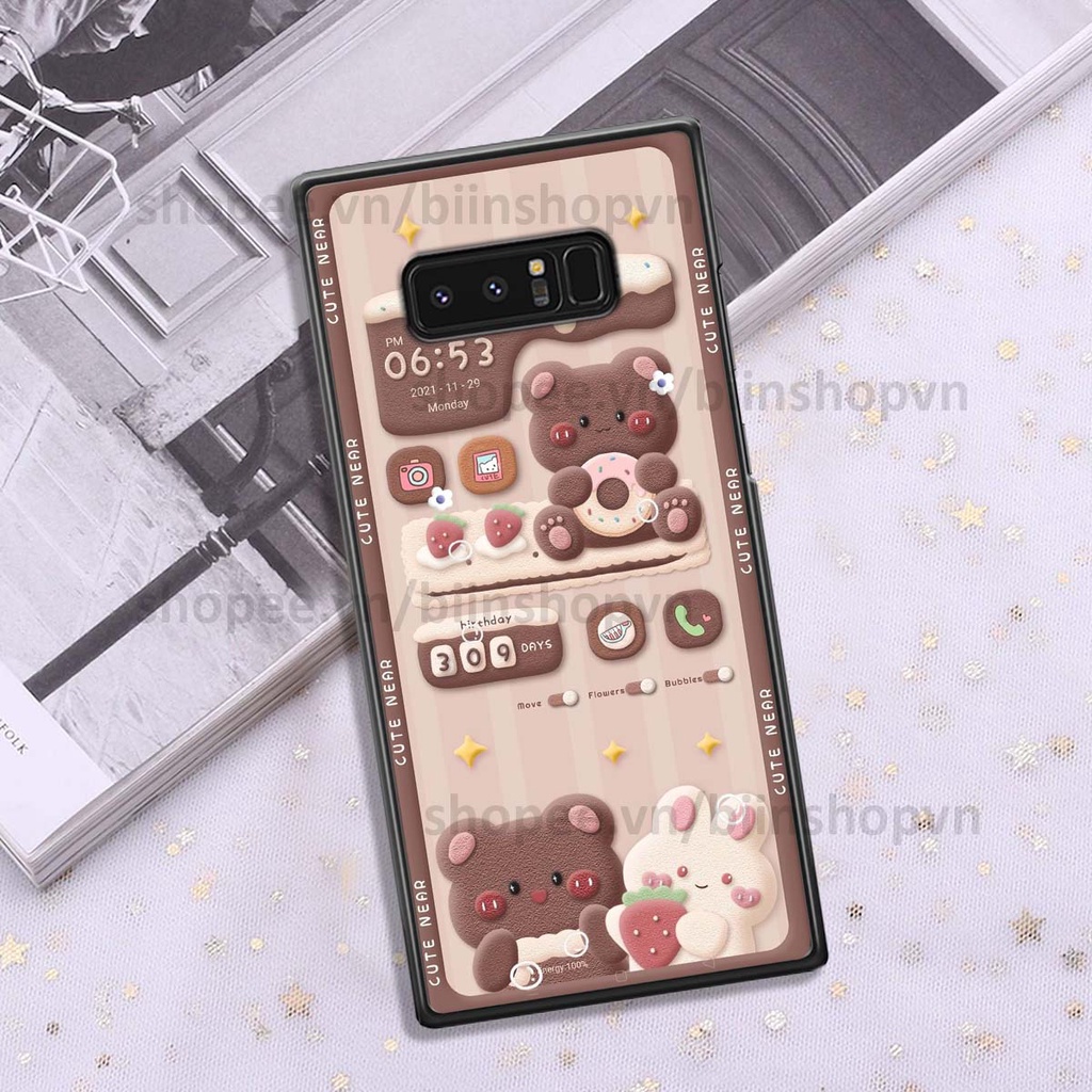 Ốp Samsung Note 8 in 3D icon gấu nổi siêu xinh, siêu đáng yêu, cá tính phong cách