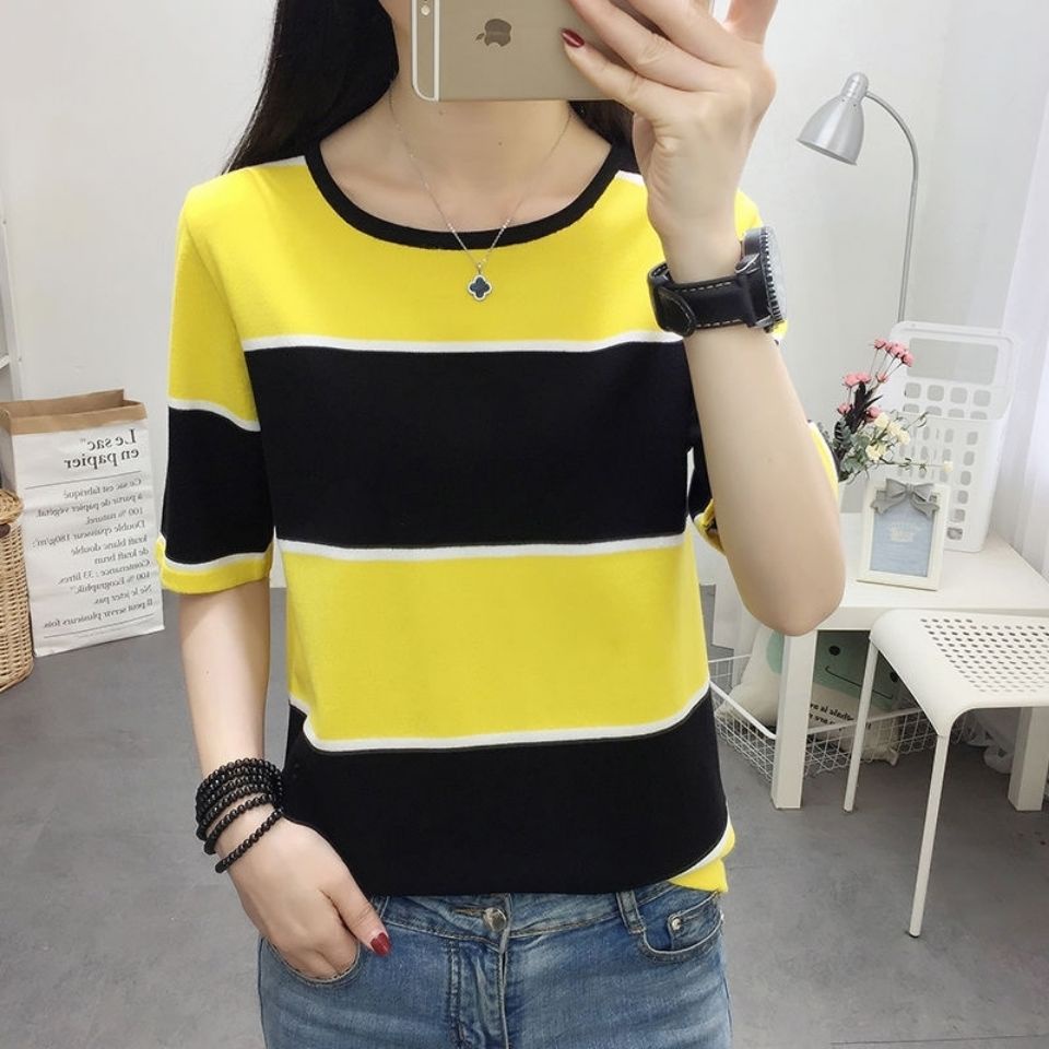 Áo thun tay ngắn cổ tròn kích thước rộng dành cho phụ nữ trung niên