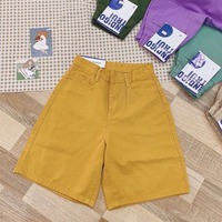 Quần Short Kaki Lửng Ulzzang, Ống rộng lưng cao Dáng Hàn Quốc