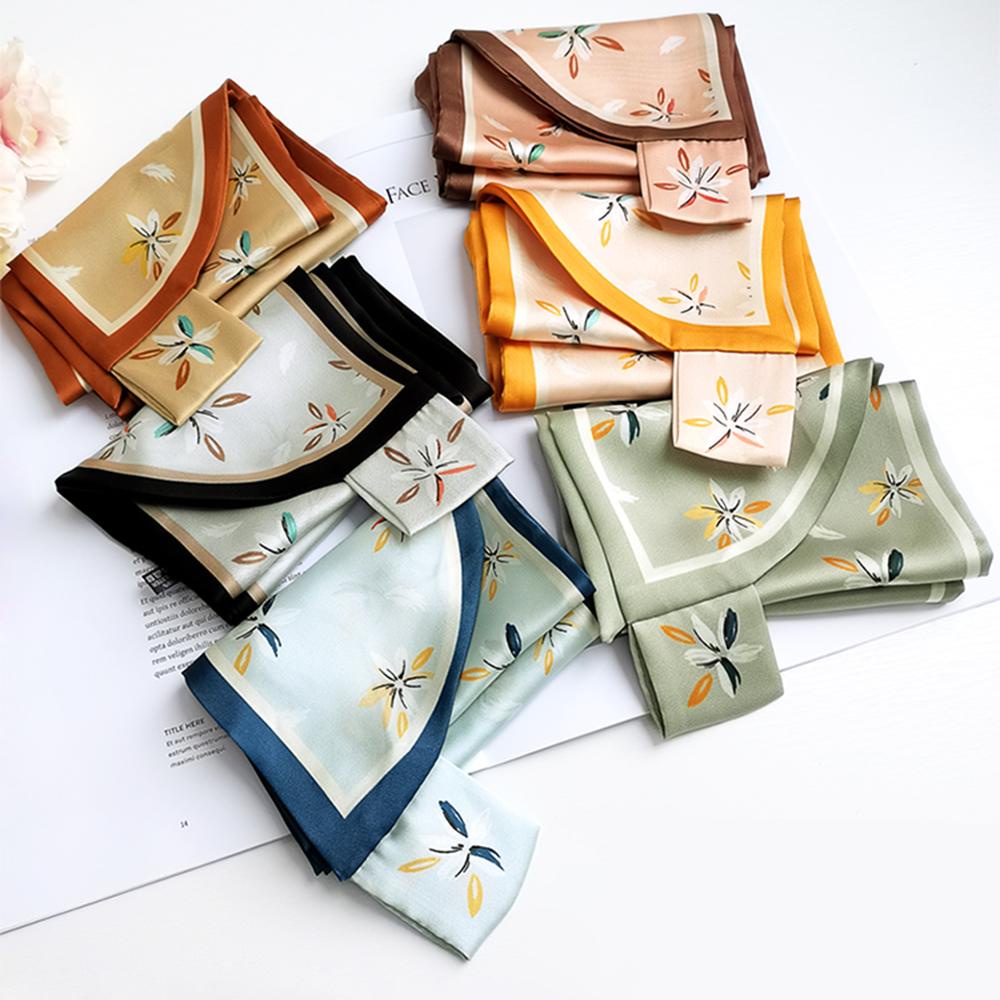 Vanes1 Khăn Choàng Lụa Satin In Hoa Đa Màu Sắc Phong Cách Hàn Quốc