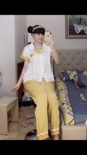 Pijama phi lụa dài cao cấp cực sang chảnh