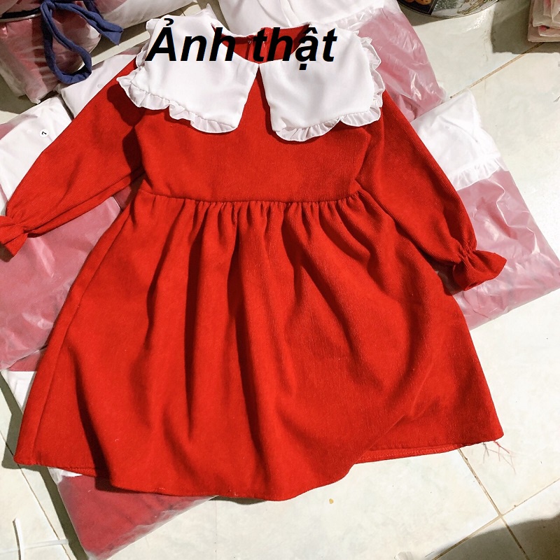 Váy nhung đỏ diện Noel cho bạn lớn 15-35kg XHN822