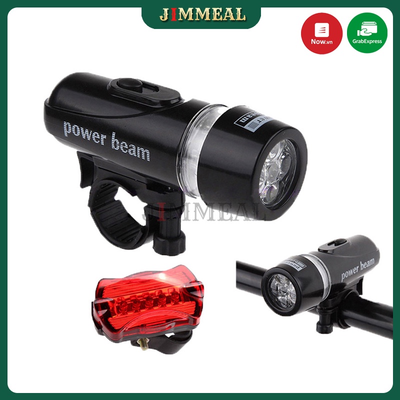 Bộ Đèn Pin Xe Đạp Và Đèn Chiếu Hậu Power Beam 5 LED WJ-101 Gắn Tay Lái Xe Đạp