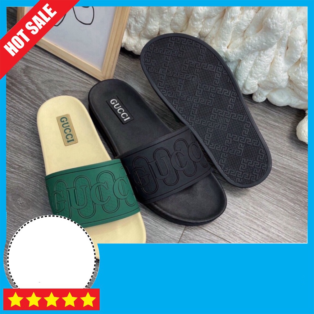 (Có Video + Ảnh Thật) Dép Gucci Họa Tiết GC Đế Cao Su Chống Nước - Dép Quai Ngang Nam Nữ Thời Trang Cao Cấp Hottrend