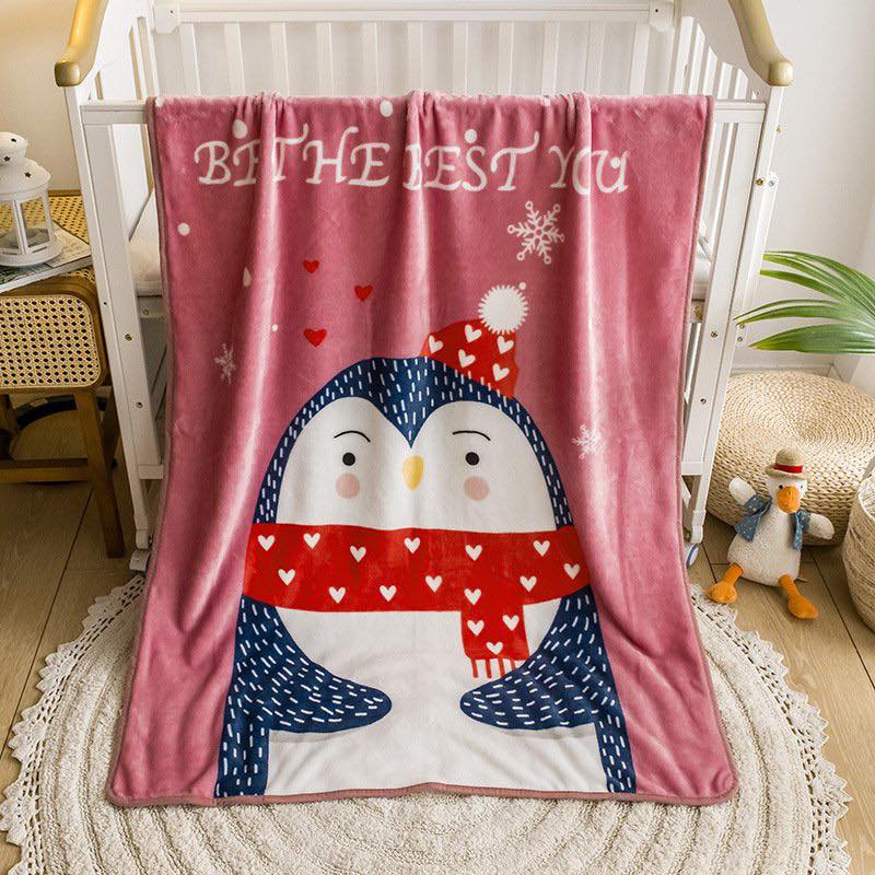Chăn lông tuyết in hình họa tiết đáng yêu cho bé