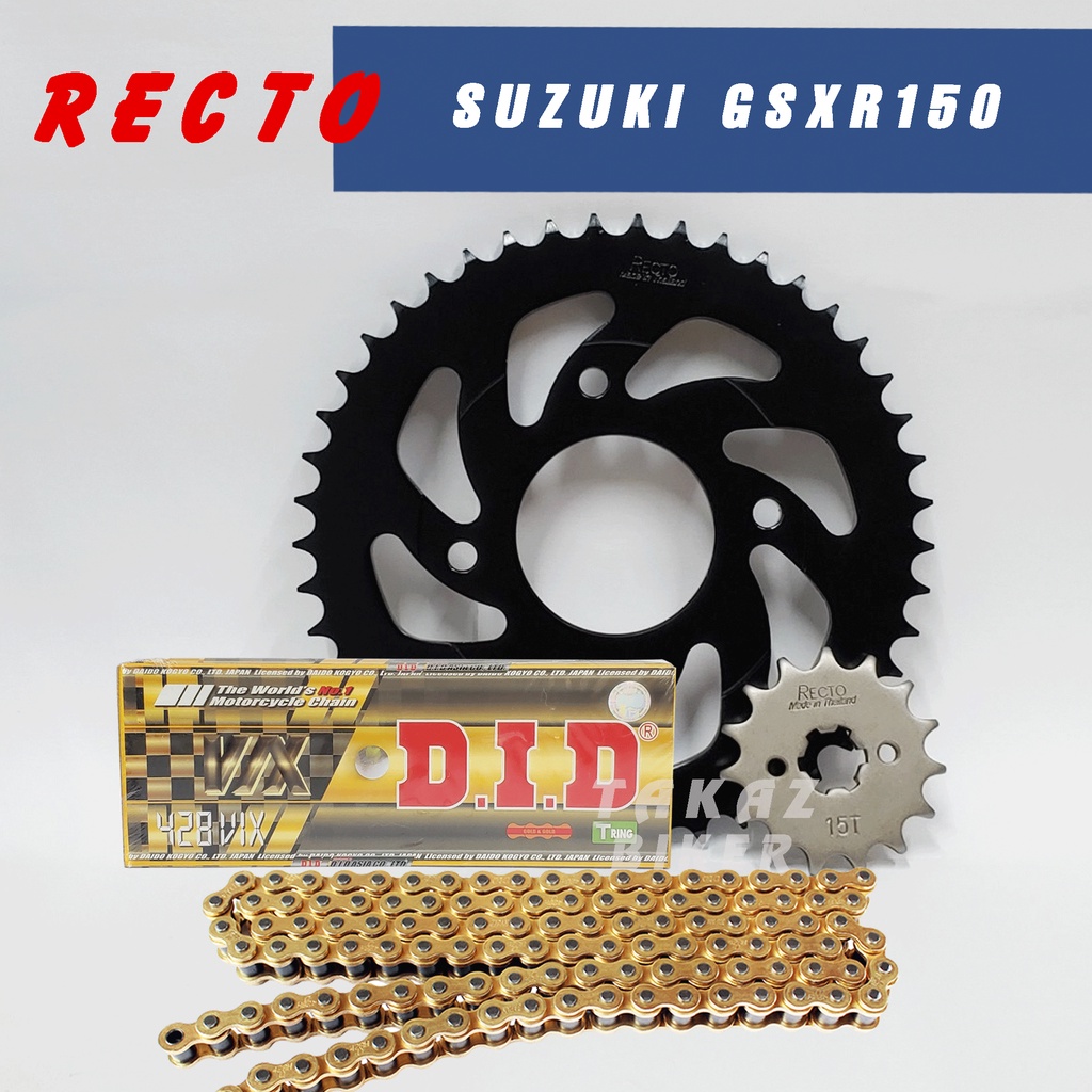 NHÔNG SÊN DĨA SUZUKI GSX R150 RECTO - SÊN DID 428 T-RING VIX VÀNG HOẶC ĐEN