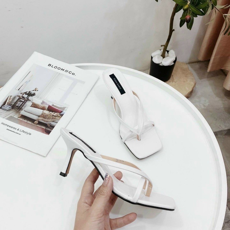 [SẴN] DÉP GUỐC MŨI VUÔNG XỎ NGÓN NHỌN CAO 7P