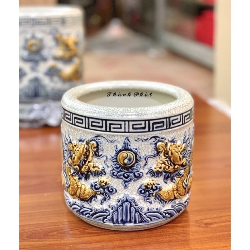 Bộ Đồ Thờ Men Rạn Đắp Nổi Bát Tràng, Đồ Thờ Thần Tài, Gia Tiên Men Rạn, Bát Hương Men Rạn Bát Tràng