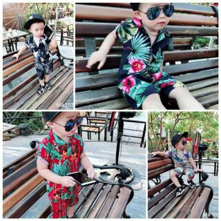 Bộ lanh sơ mi bé trai combo 2 bộ