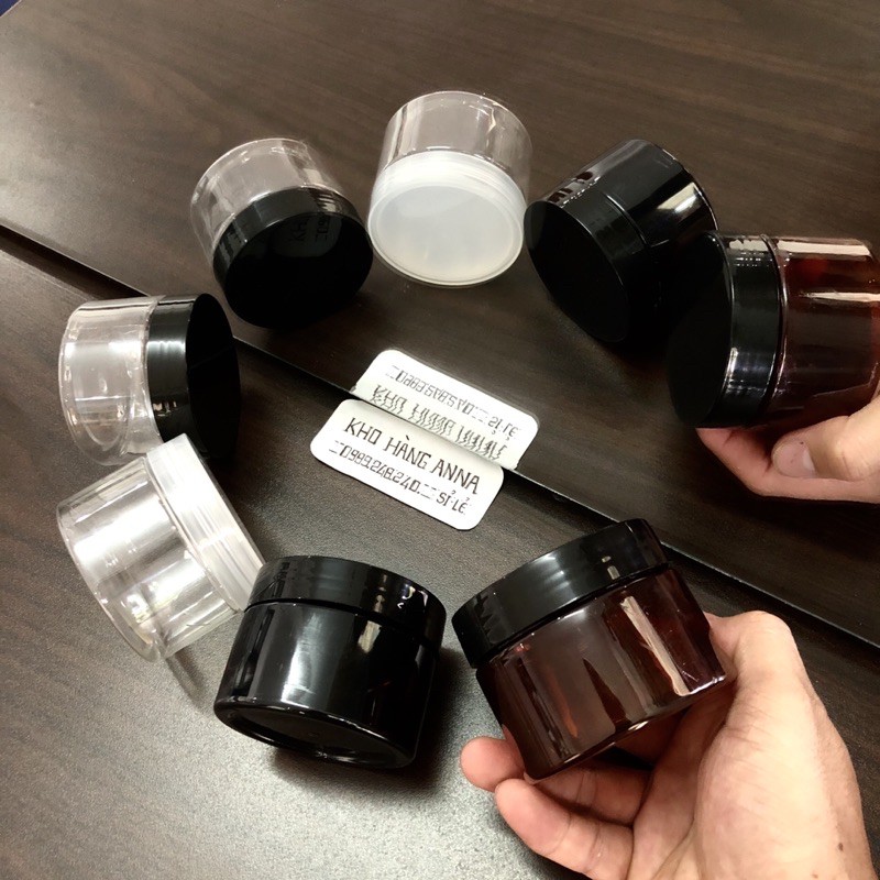 [ Hủ Chai Lọ nhựa ]  Hủ nhựa 100gr  màu đen / trong suốt - Hủ pet 100gr nắp nhôm/nắp đen/nắp trắng/nắp trong đựng mỹphẩm