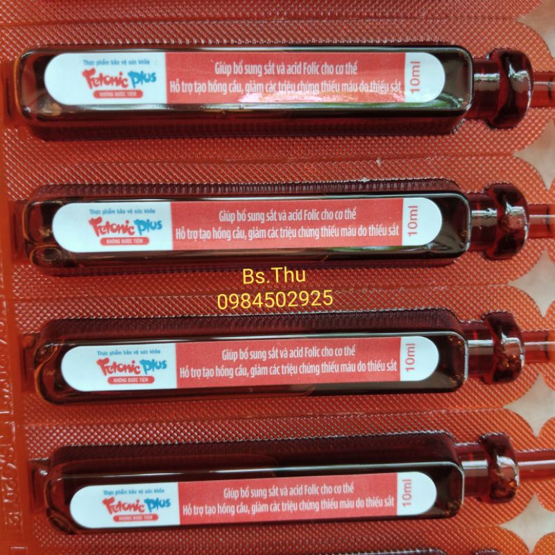 Fetonic plus (hộp 20 ống) bổ sung sắt, acid folic hỗ trợ tạo máu cho mẹ và bé từ 1 tuổi vị dâu dễ uống