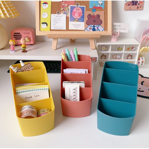 (Tặng Sticker) Khay Để Điều Khiển Decor Home Stay M6 - Để Đồ Để Bút Văn Phòng Phẩm 4 Ngăn