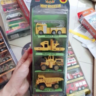 Set 4 xe công trình sắt đặc mini wheeler [ Chat chọn mẫu ]