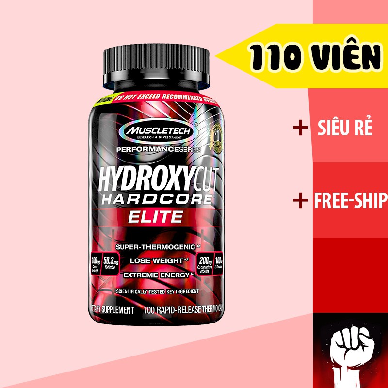 Hydroxycut | Muscletech Hydroxycut Hardcore Elite Viên Uống Hỗ Trợ Đốt Mỡ Giảm Cân 110 Viên - Chính Hãng