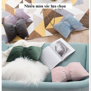Gối ôm, gối tựa lưng masage trang trí nhà -xe hơi, ghế  hình NƠ vải nhung cao cấp mẫu mới nhất