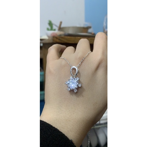 Mặt dây chuyền full đá to cz sáng rực rỡ bạc thật NGỌC MẬU