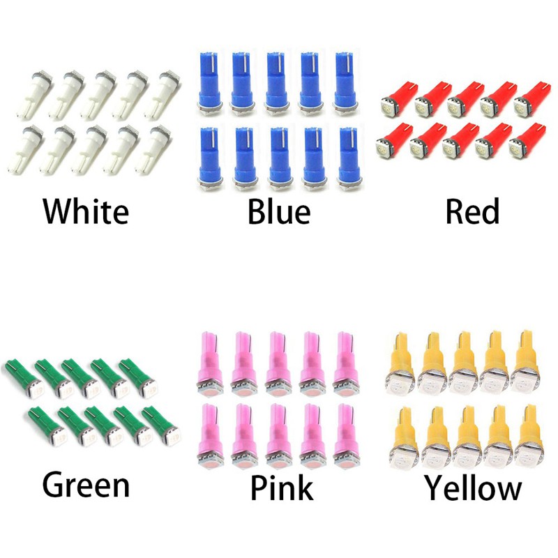 Set 10 bóng đèn led T5 5050 1SMD gắn trang trí bảng đồng hồ xe ô tô