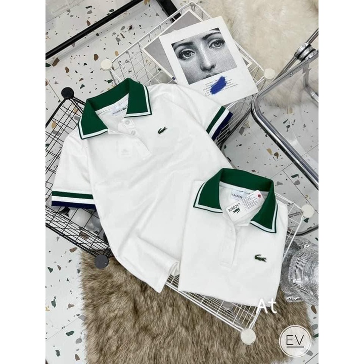 Áo thun nam nữ Polo cá sấu cổ bo phối viền hình thêu cực nét (CTP-43U)