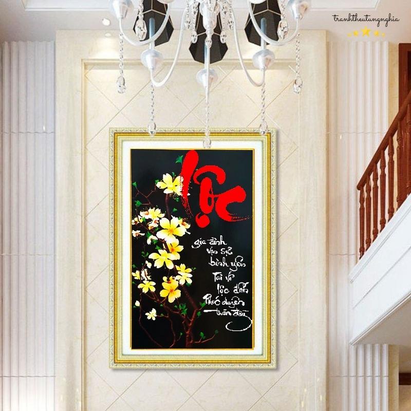 Tranh thêu chữ thập chữ lộc 45cm x 68cm