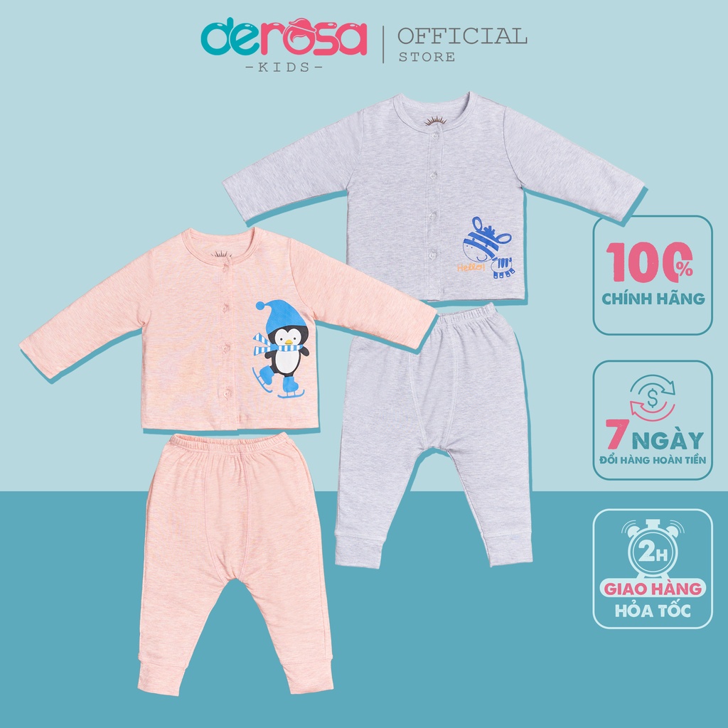 Bộ Quần Áo Sơ Sinh Cài Giữa Dài Tay (0 - 9 tháng) DEROSA KIDS TS 6868