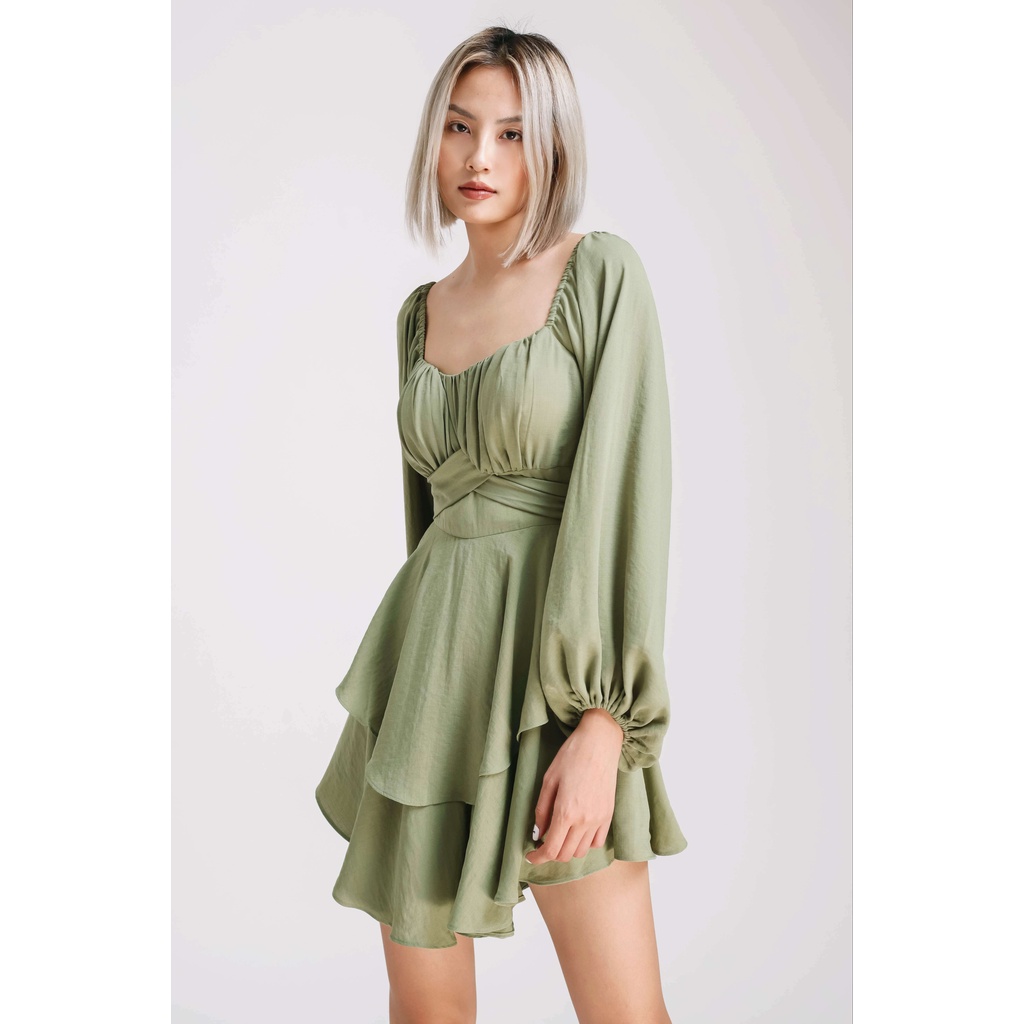 DETALY - Jumpsuit thắt nơ sau Vita màu xanh rêu D26035-1