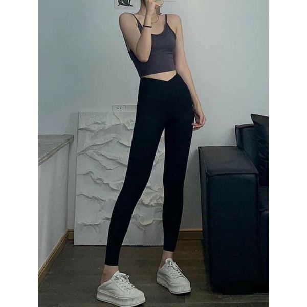 [Cao Cấp] Quần Legging Cạp Chéo Chất Umi Xuất Hàn Full Hộp