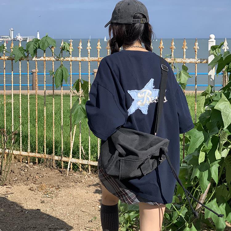 Aqiu 'S Shop ins Áo Thun Sweatshirt Tay Dài Giả Hai Mảnh Giặt Rửa Được Phong Cách Mới Mùa Thu 2022