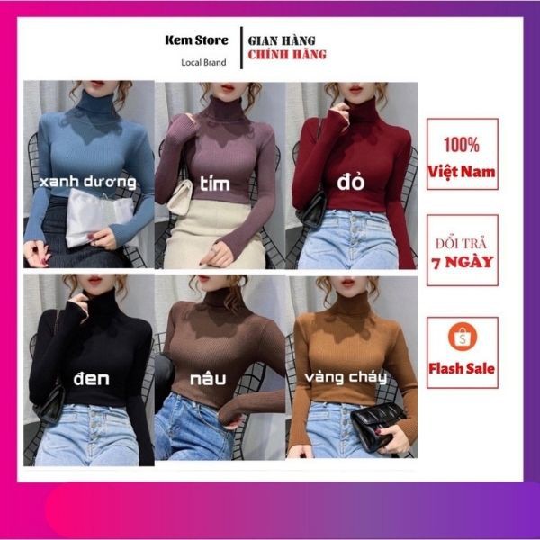 Áo Len Dài Tay Cổ Gập,Áo Len Cao Cấp,Trẻ Trung Thời Trang