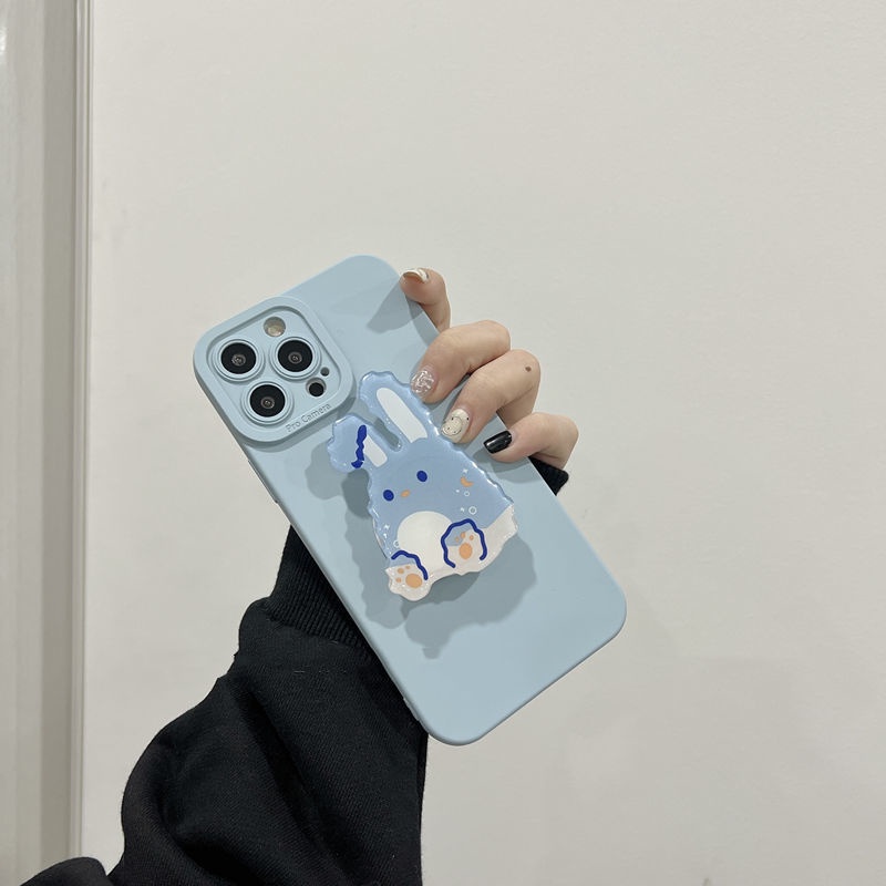 Giá Đỡ Điện Thoại Bằng Nhựa Acrylic Hình Thỏ Màu Xanh Dương Phong Cách Mới
