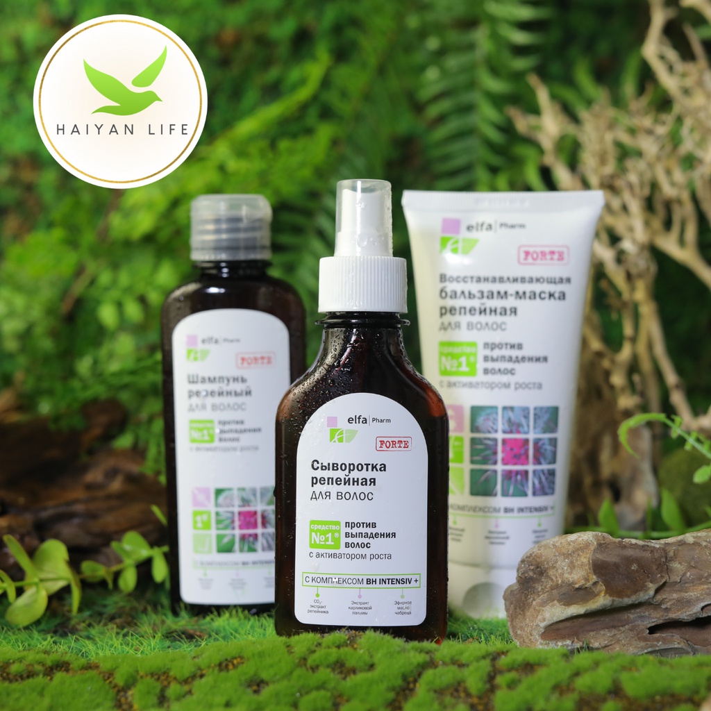 Bộ sản phẩm dầu gội kích thích m.ọ.c tóc Ngưu Bàng Elfa Pharm Ba Lan 200ml