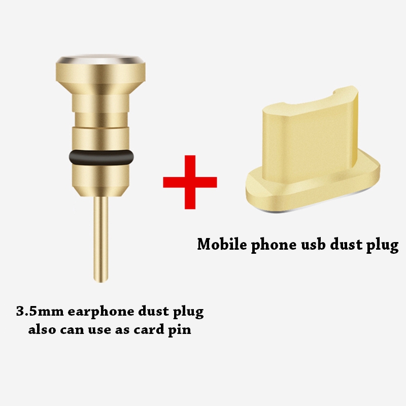 Phone Accessory Alloy Lightning Type C Micro USB Charging Port + 3.5mm Earphone Port Dust Plug For iPhone Android