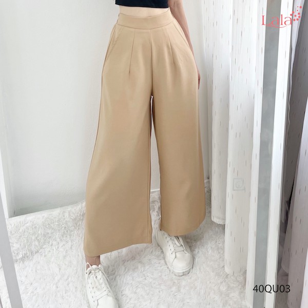 Quần tây nữ ống rộng cơ bản, dáng lửng, cạp chun sau, đủ size, đồ công sở thanh lịch, sang trọng 40QU03 | BigBuy360 - bigbuy360.vn