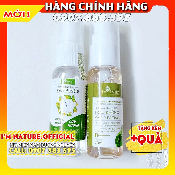 (Mini) Bộ Dung Dịch Vệ Sinh Phụ Nữ Trầu Không I'm Nature & Xịt Khử Mùi Vùng Kín Eva Bestie