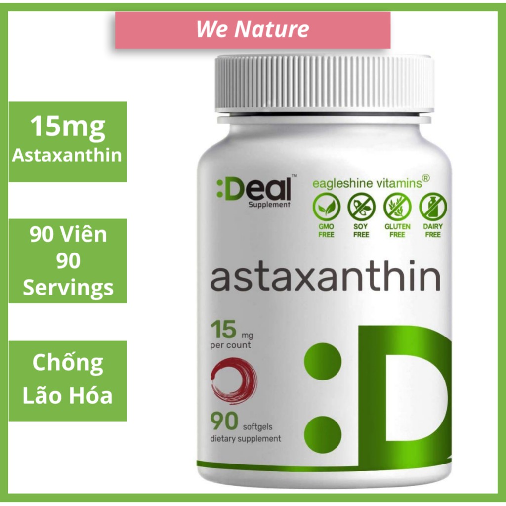 Astaxanthin - 15mg - 90 viên - Deal Supplement - Chống Lão Hóa