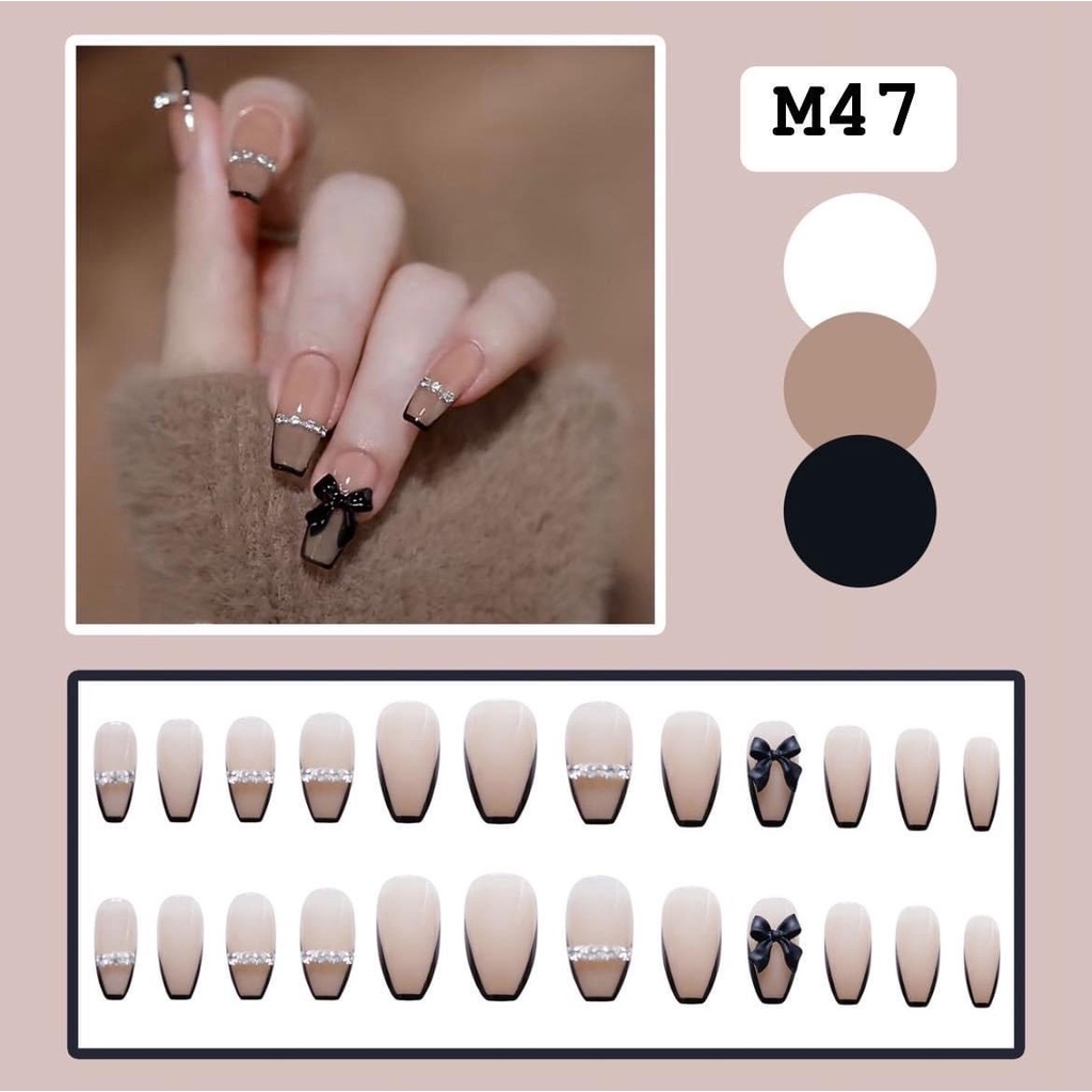 [MÃ M MÓNG ĐÁ MẪU HÈ 2023 ] móng tay giả đính đá bộ 24 móng kèm keo