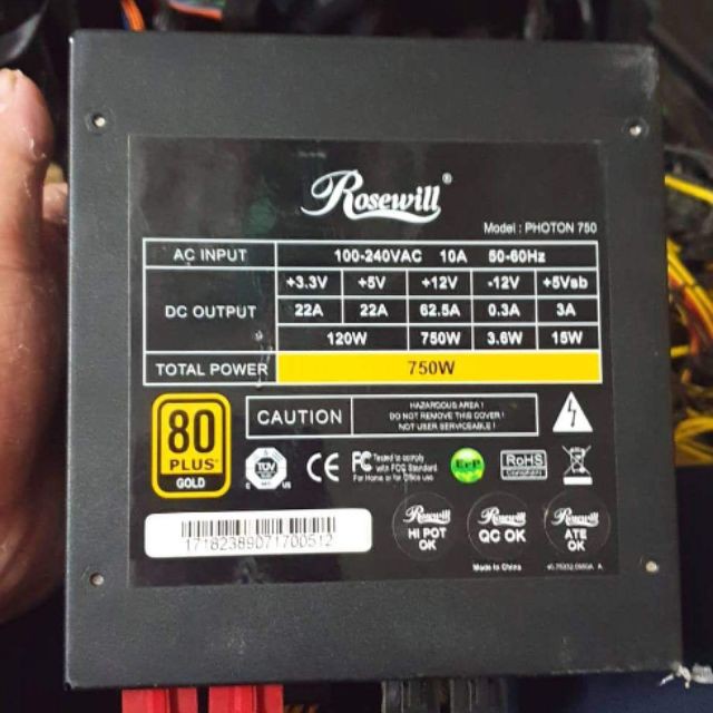 (750w) Nguồn máy tính công suất thực Rosewill Photon 750w - module chuẩn 80 Plus gold